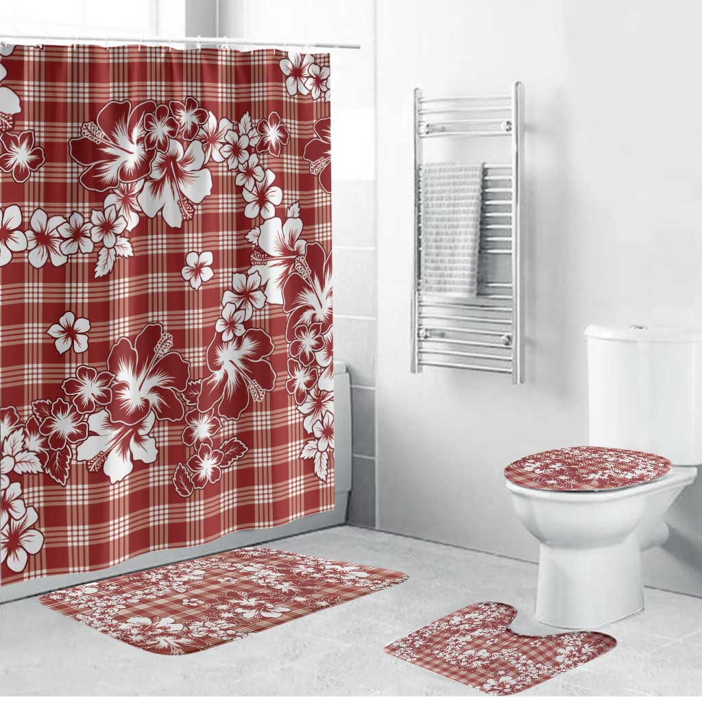 Hibiscus Pakala Fantasy Red Bathroom Set Tropical Floral Stylized - Polynesian Pride