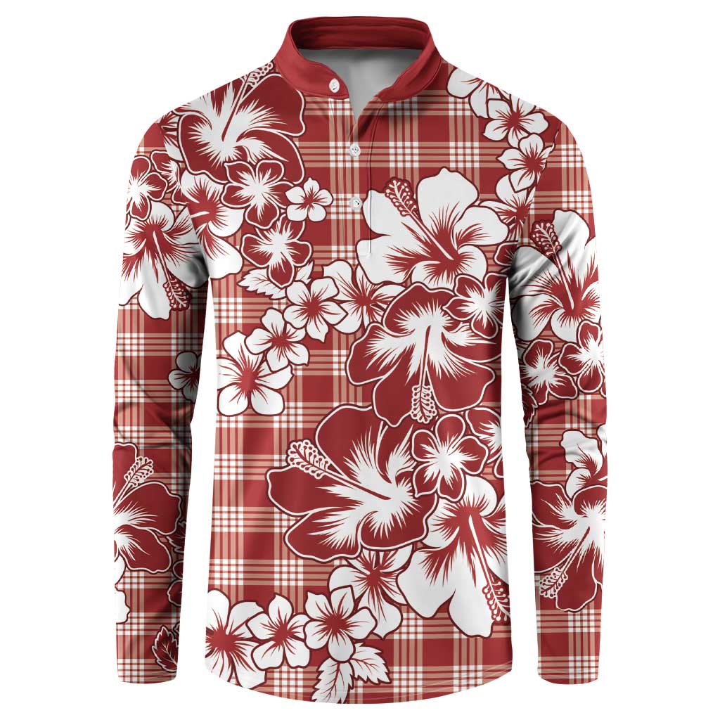 Hibiscus Pakala Fantasy Red Button Sweatshirt Tropical Floral Stylized - Polynesian Pride