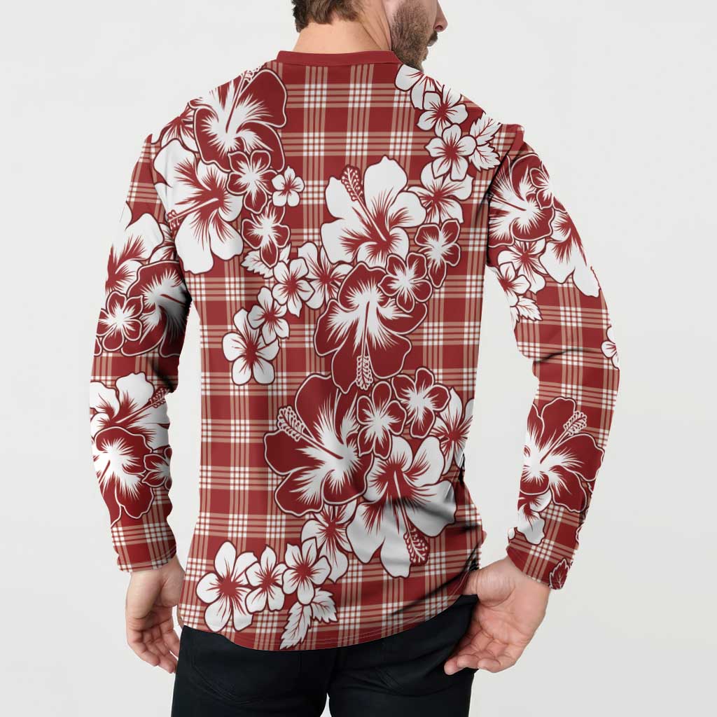 Hibiscus Pakala Fantasy Red Button Sweatshirt Tropical Floral Stylized - Polynesian Pride
