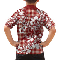 Hibiscus Pakala Fantasy Red Family Matching Off The Shoulder Long Sleeve Dress and Hawaiian Shirt Tropical Floral Stylized - Polynesian Pride