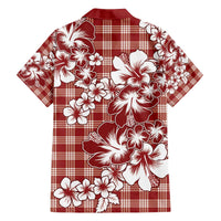 Hibiscus Pakala Fantasy Red Family Matching Off The Shoulder Long Sleeve Dress and Hawaiian Shirt Tropical Floral Stylized - Polynesian Pride