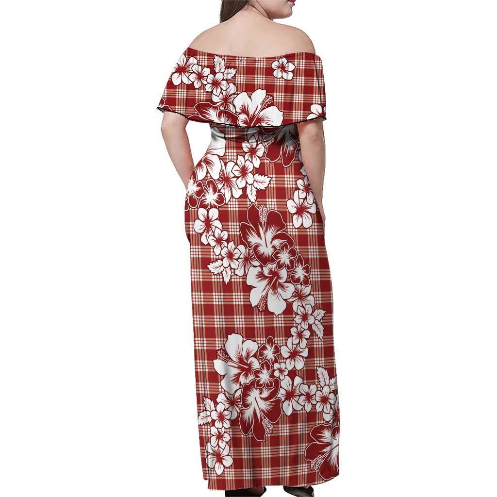 Hibiscus Pakala Fantasy Red Family Matching Off Shoulder Maxi Dress and Hawaiian Shirt Tropical Floral Stylized - Polynesian Pride
