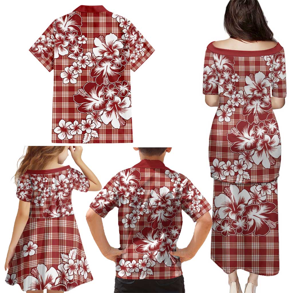 Hibiscus Pakala Fantasy Red Family Matching Puletasi and Hawaiian Shirt Tropical Floral Stylized - Polynesian Pride