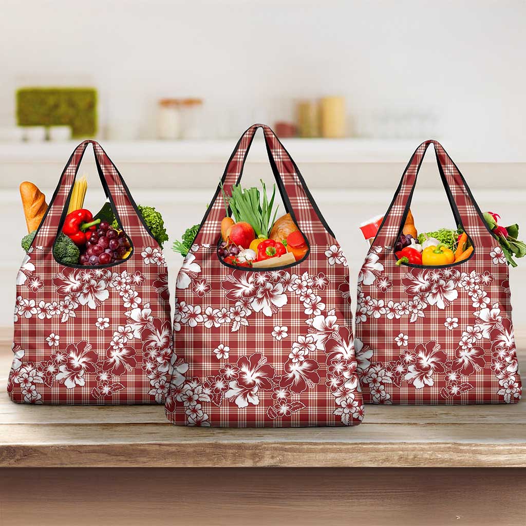 Hibiscus Pakala Fantasy Red Grocery Bag Tropical Floral Stylized - Polynesian Pride