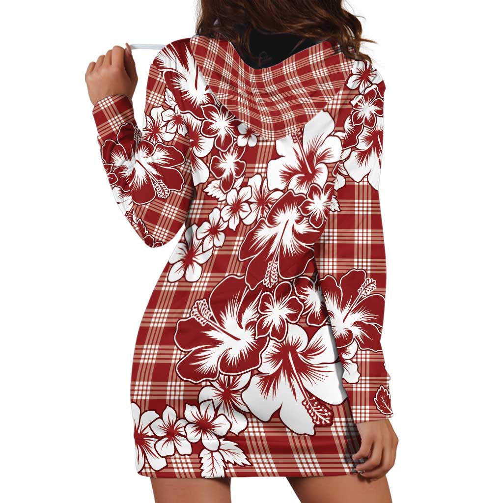 Hibiscus Pakala Fantasy Red Hoodie Dress Tropical Floral Stylized - Polynesian Pride