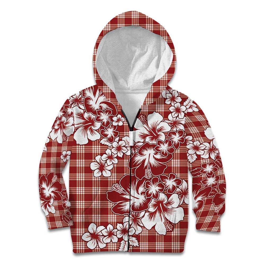 Hibiscus Pakala Fantasy Red Kid Hoodie Tropical Floral Stylized LT01 Zip Hoodie Red - Polynesian Pride