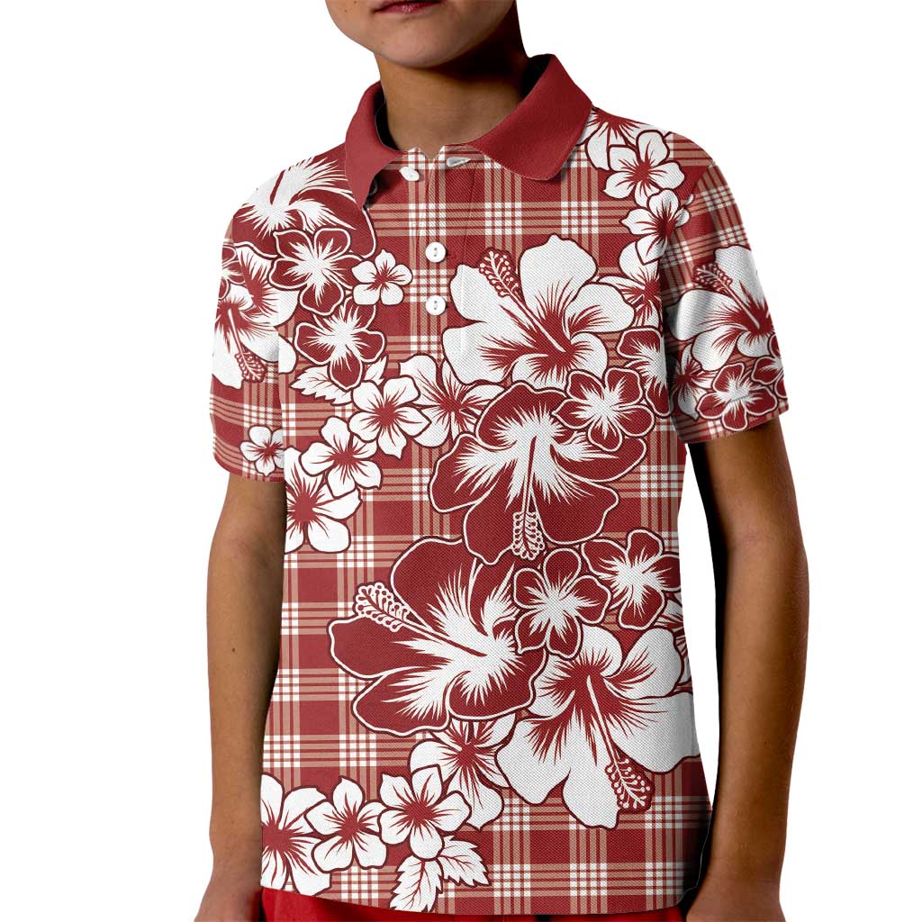Hibiscus Pakala Fantasy Red Kid Polo Shirt Tropical Floral Stylized - Polynesian Pride