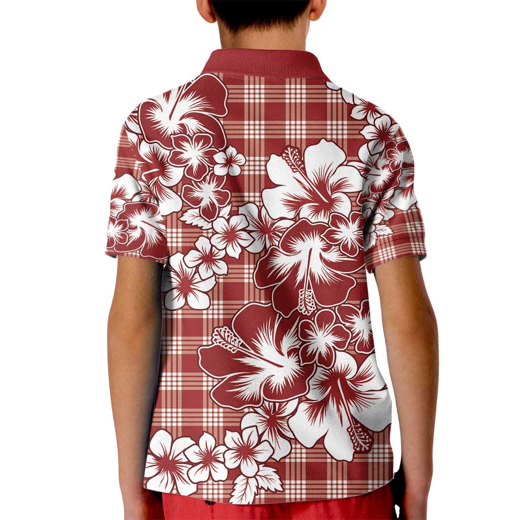 Hibiscus Pakala Fantasy Red Kid Polo Shirt Tropical Floral Stylized - Polynesian Pride