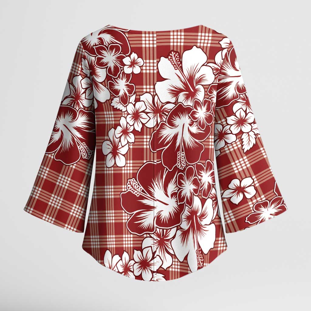 Hibiscus Pakala Fantasy Red Kimono Sleeve Blouse Tropical Floral Stylized - Polynesian Pride