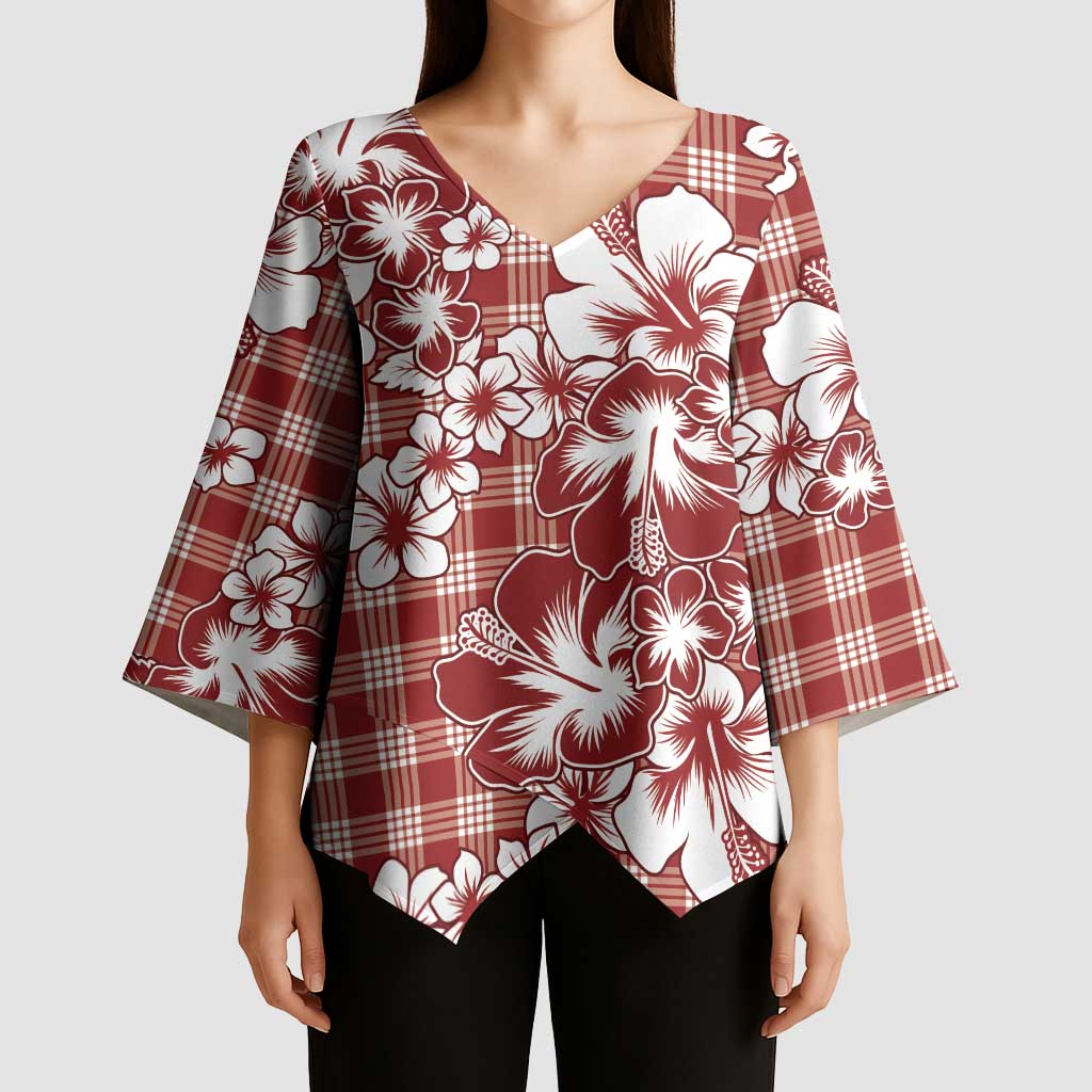 Hibiscus Pakala Fantasy Red Kimono Sleeve Blouse Tropical Floral Stylized - Polynesian Pride