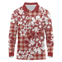 Hibiscus Pakala Fantasy Red Long Sleeve Polo Shirt Tropical Floral Stylized - Polynesian Pride