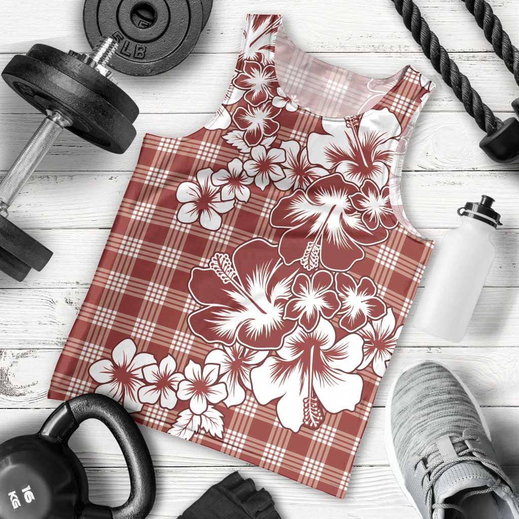 Hibiscus Pakala Fantasy Red Men Tank Top Tropical Floral Stylized - Polynesian Pride