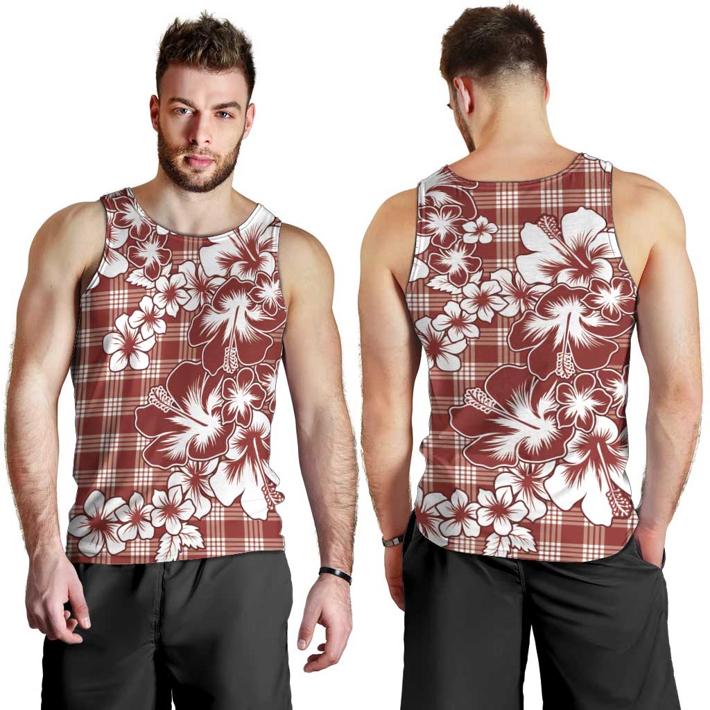 Hibiscus Pakala Fantasy Red Men Tank Top Tropical Floral Stylized - Polynesian Pride