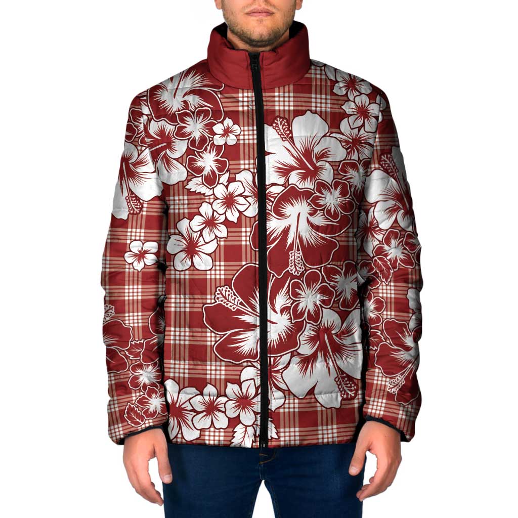 Hibiscus Pakala Fantasy Red Padded Jacket Tropical Floral Stylized - Polynesian Pride