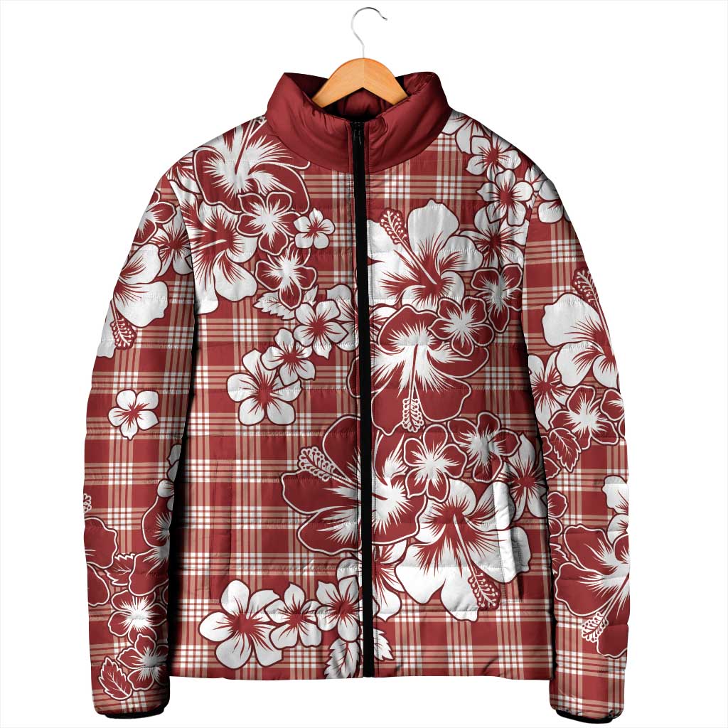 Hibiscus Pakala Fantasy Red Padded Jacket Tropical Floral Stylized - Polynesian Pride