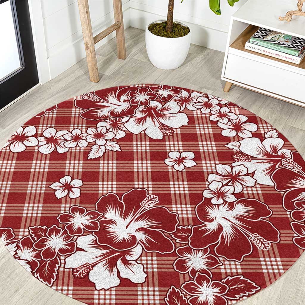 Hibiscus Pakala Fantasy Red Round Carpet Tropical Floral Stylized - Polynesian Pride