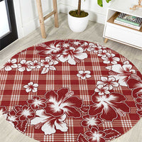 Hibiscus Pakala Fantasy Red Round Carpet Tropical Floral Stylized - Polynesian Pride