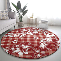 Hibiscus Pakala Fantasy Red Round Carpet Tropical Floral Stylized - Polynesian Pride