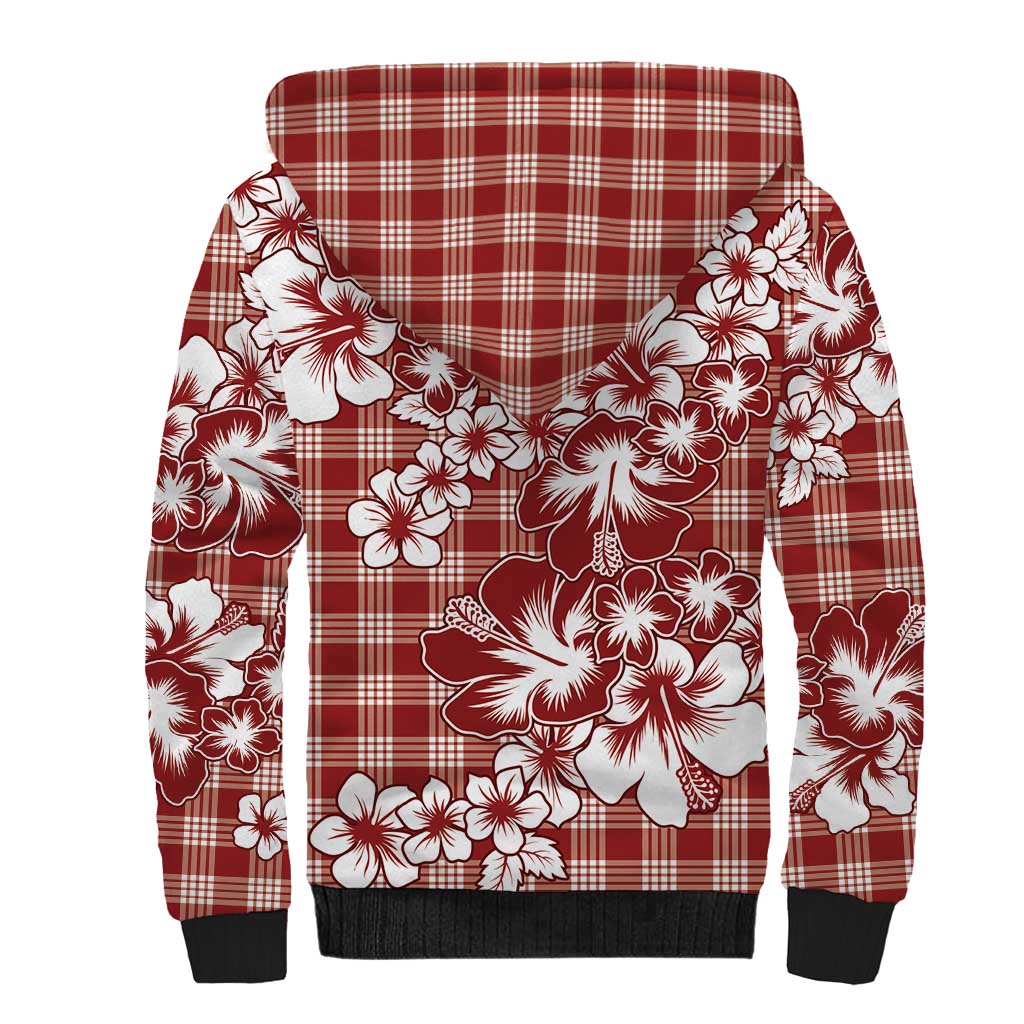 Hibiscus Pakala Fantasy Red Sherpa Hoodie Tropical Floral Stylized - Polynesian Pride