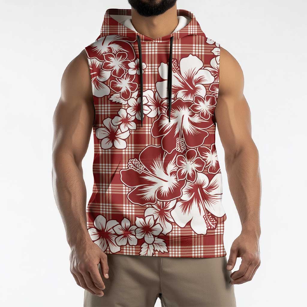 Hibiscus Pakala Fantasy Red Sleeveless Hoodie Tropical Floral Stylized - Polynesian Pride