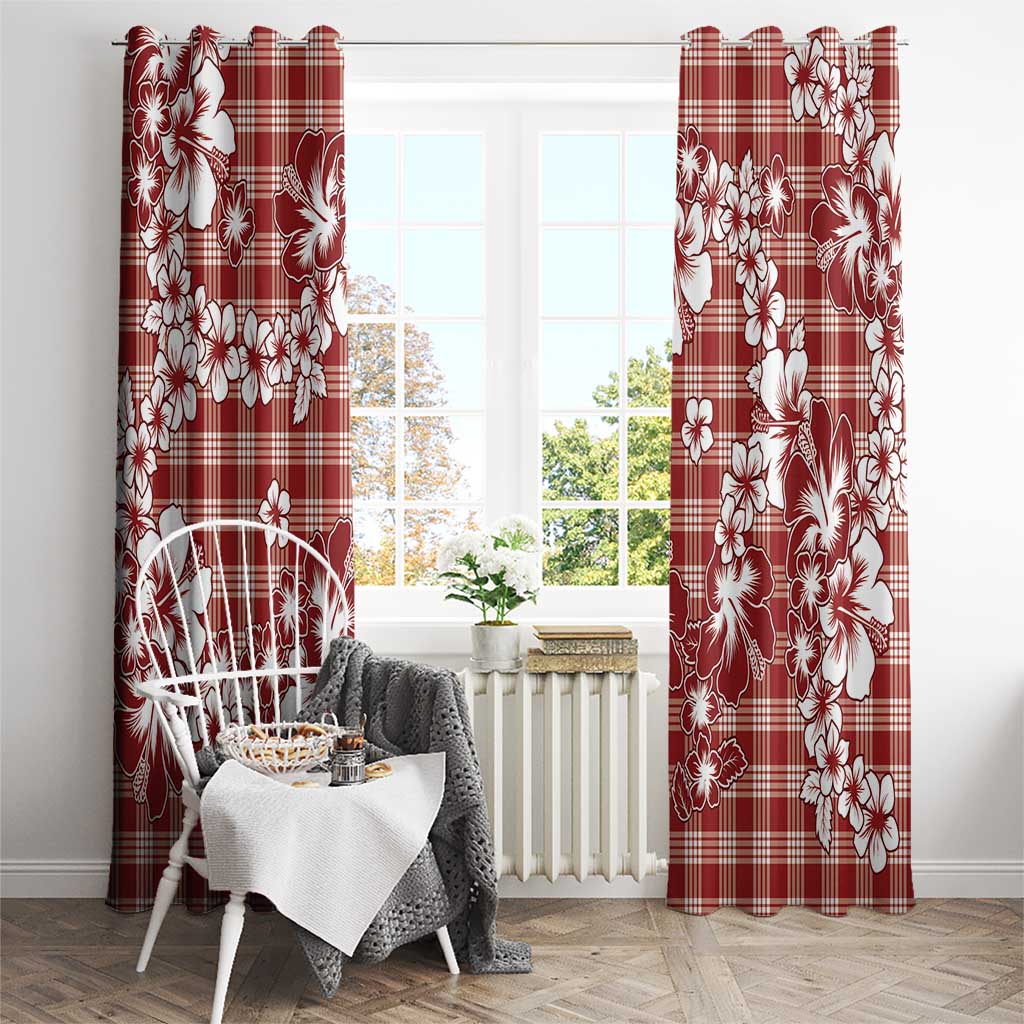 Hibiscus Pakala Fantasy Red Window Curtain Tropical Floral Stylized - Polynesian Pride