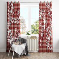 Hibiscus Pakala Fantasy Red Window Curtain Tropical Floral Stylized - Polynesian Pride