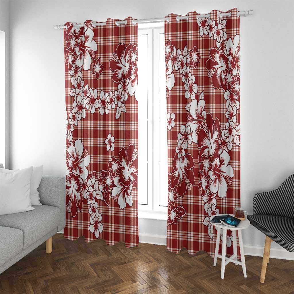 Hibiscus Pakala Fantasy Red Window Curtain Tropical Floral Stylized - Polynesian Pride
