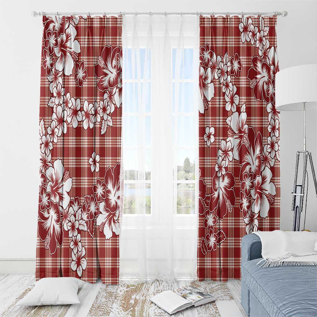 Hibiscus Pakala Fantasy Red Window Curtain Tropical Floral Stylized - Polynesian Pride