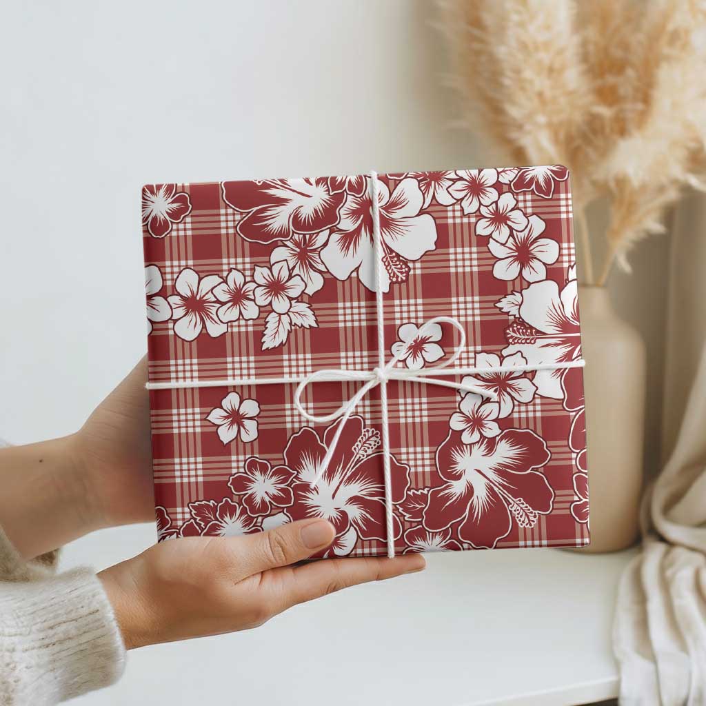 Hibiscus Pakala Fantasy Red Wrapping Paper Tropical Floral Stylized - Polynesian Pride