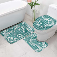 Hibiscus Pakala Aqua Teal Bathroom Set Tropical Floral Stylized - Polynesian Pride