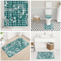 Hibiscus Pakala Aqua Teal Bathroom Set Tropical Floral Stylized - Polynesian Pride