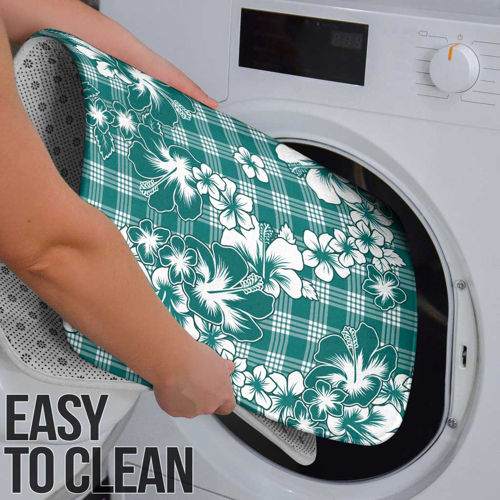 Hibiscus Pakala Aqua Teal Bathroom Set Tropical Floral Stylized - Polynesian Pride