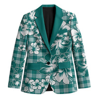 Hibiscus Pakala Aqua Teal Blazer Tropical Floral Stylized - Polynesian Pride