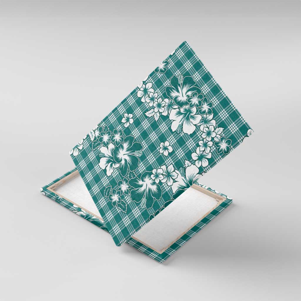 Hibiscus Pakala Aqua Teal Canvas Wall Art Tropical Floral Stylized - Polynesian Pride