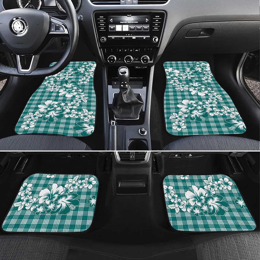 Hibiscus Pakala Aqua Teal Car Mats Tropical Floral Stylized - Polynesian Pride