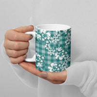 Hibiscus Pakala Aqua Teal Ceramic Mug Tropical Floral Stylized - Polynesian Pride