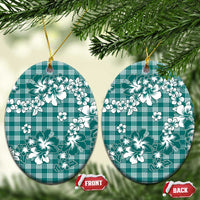 Hibiscus Pakala Aqua Teal Ceramic Ornament Tropical Floral Stylized - Polynesian Pride