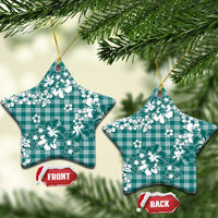 Hibiscus Pakala Aqua Teal Ceramic Ornament Tropical Floral Stylized - Polynesian Pride