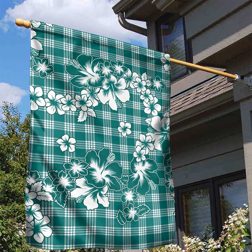 Hibiscus Pakala Aqua Teal Garden Flag Tropical Floral Stylized - Polynesian Pride
