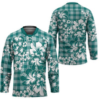 Hibiscus Pakala Aqua Teal Hockey Jersey Tropical Floral Stylized - Polynesian Pride