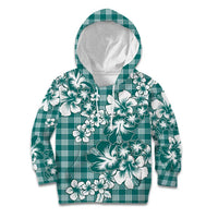 Hibiscus Pakala Aqua Teal Kid Hoodie Tropical Floral Stylized LT01 Hoodie Teal - Polynesian Pride