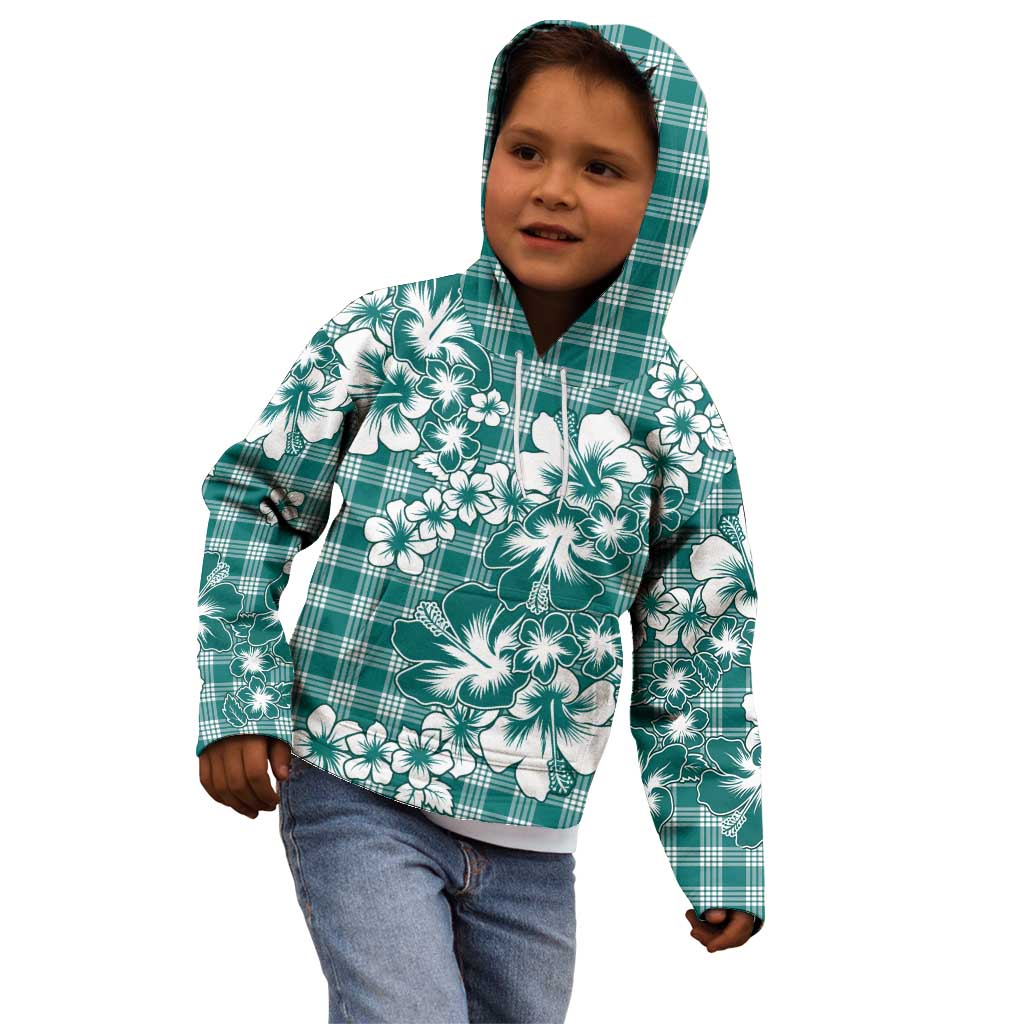 Hibiscus Pakala Aqua Teal Kid Hoodie Tropical Floral Stylized LT01 - Polynesian Pride