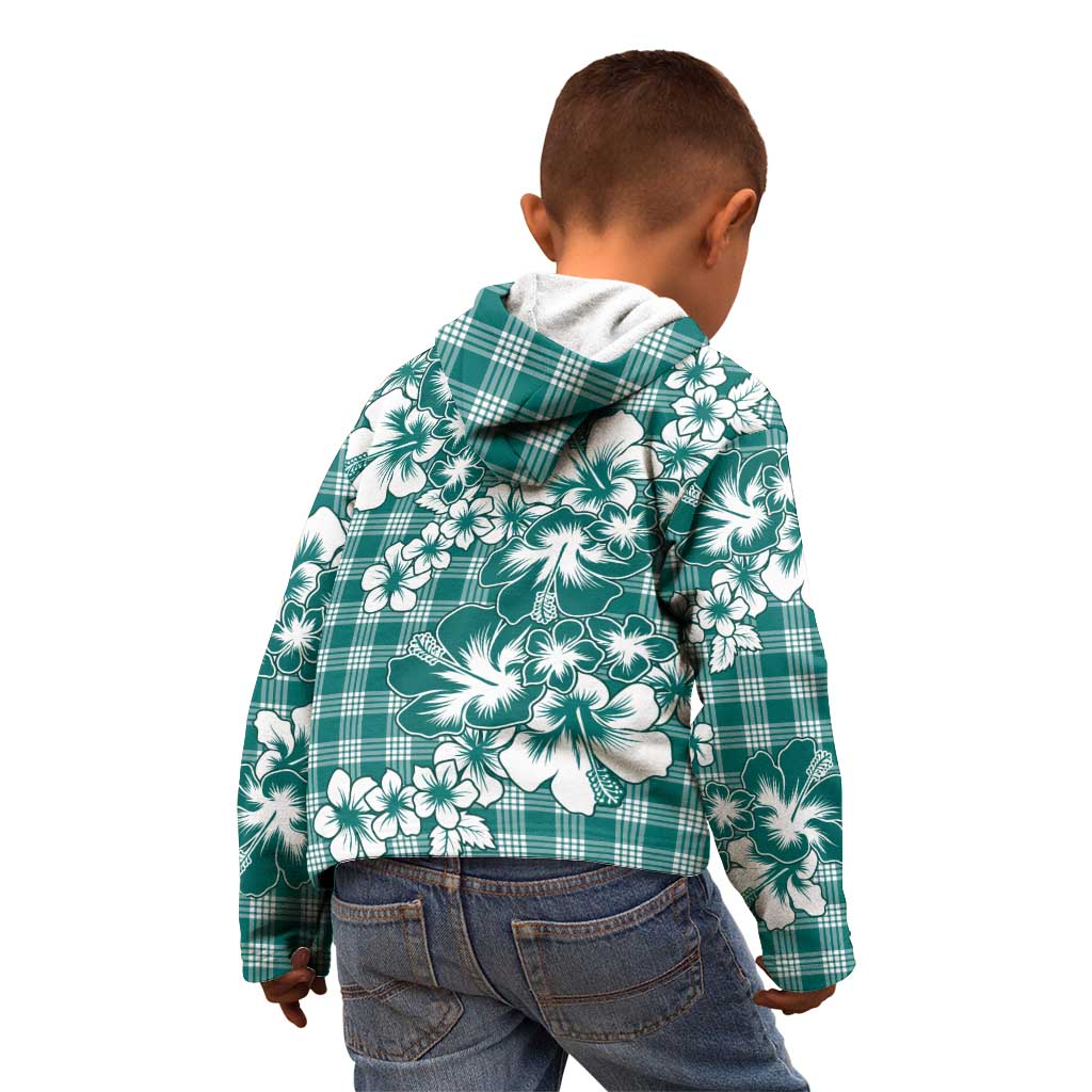 Hibiscus Pakala Aqua Teal Kid Hoodie Tropical Floral Stylized LT01 - Polynesian Pride