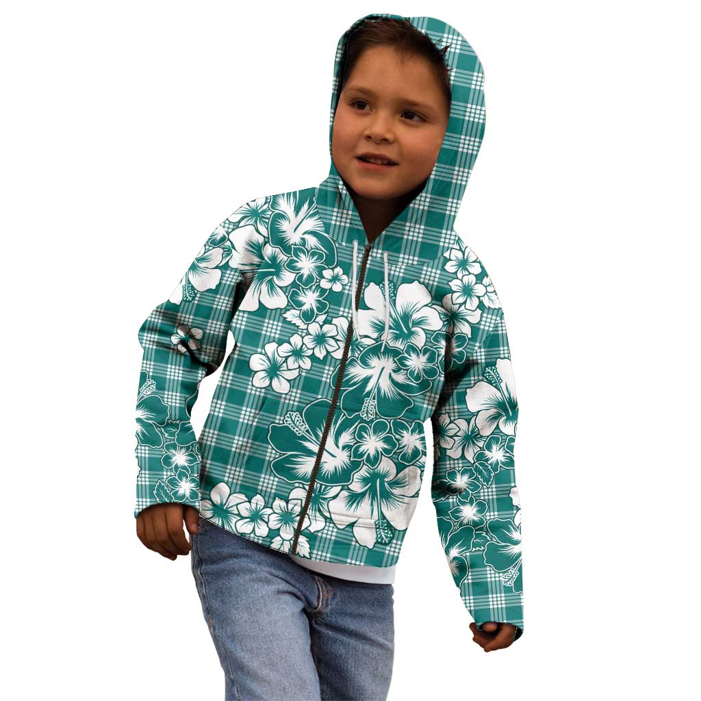Hibiscus Pakala Aqua Teal Kid Hoodie Tropical Floral Stylized LT01 - Polynesian Pride
