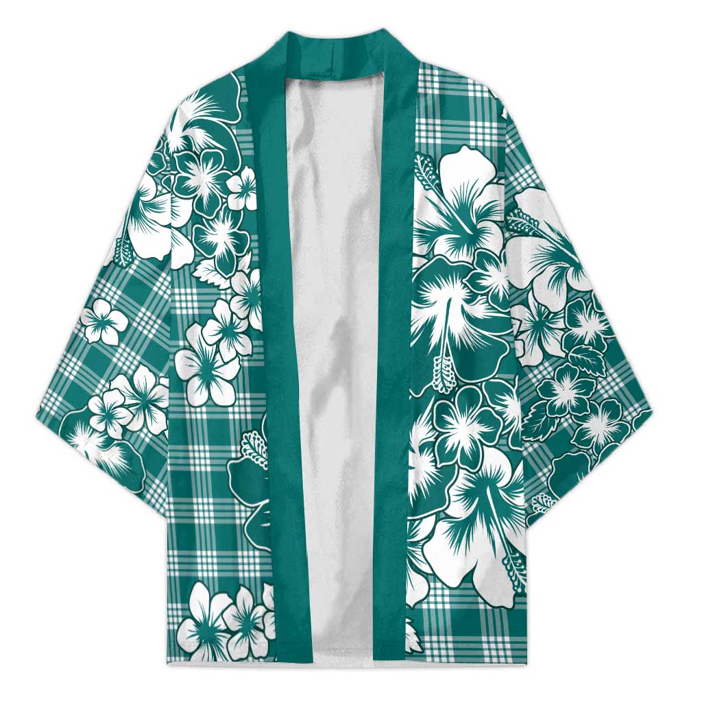 Hibiscus Pakala Aqua Teal Kimono Tropical Floral Stylized - Polynesian Pride