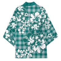 Hibiscus Pakala Aqua Teal Kimono Tropical Floral Stylized - Polynesian Pride