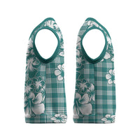 Hibiscus Pakala Aqua Teal Christmas Knitted V-Neck Vest Tropical Floral Stylized - Polynesian Pride