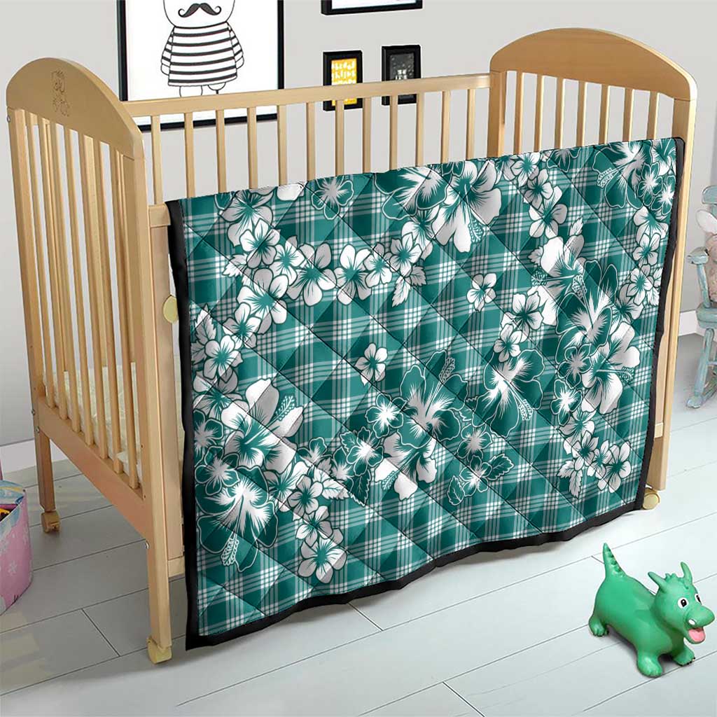 Hibiscus Pakala Aqua Teal Quilt Tropical Floral Stylized - Polynesian Pride