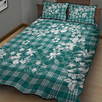 Hibiscus Pakala Aqua Teal Quilt Bed Set Tropical Floral Stylized - Polynesian Pride