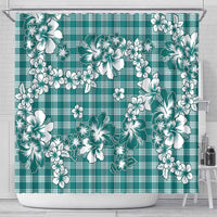 Hibiscus Pakala Aqua Teal Shower Curtain Tropical Floral Stylized - Polynesian Pride
